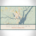 Georgetown South Carolina Map Print Landscape Orientation in Woodblock Style With Shaded Background