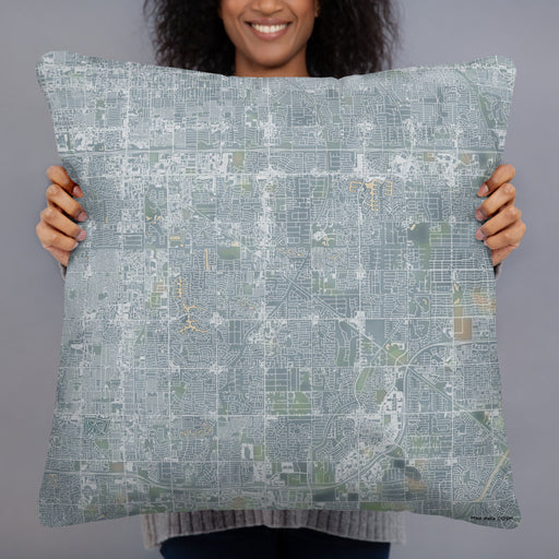 Person holding 22x22 Custom Gilbert Arizona Map Throw Pillow in Afternoon