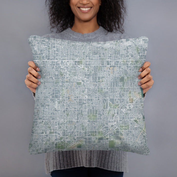 Person holding 18x18 Custom Gilbert Arizona Map Throw Pillow in Afternoon