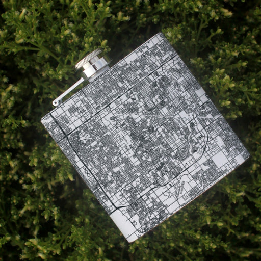 Gilbert Arizona Custom Engraved City Map Inscription Coordinates on 6oz Stainless Steel Flask in White