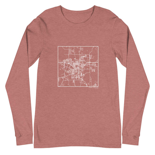 Gillette Wyoming  Map Unisex Long-Sleeve T-shirt with City inscription in Heather Mauve