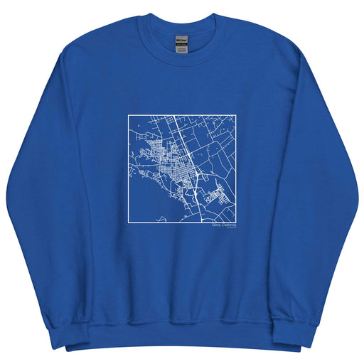 Gilroy California  Map Unisex Crewneck Sweater with City inscription in Royal Blue