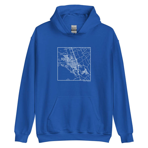 Gilroy California  Map Unisex Hoodie Sweater with City inscription in Royal Blue