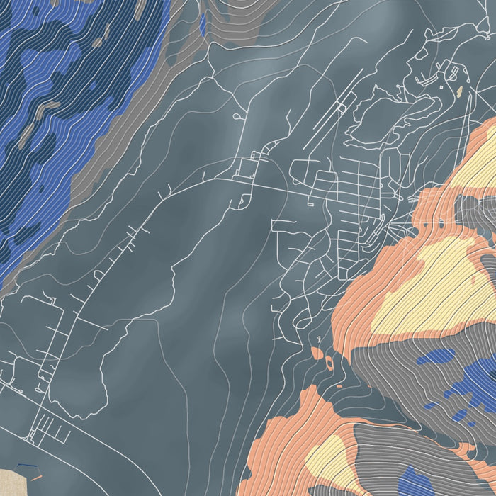 Girdwood Alaska Map Print in Afternoon Style Zoomed In Close Up Showing Details