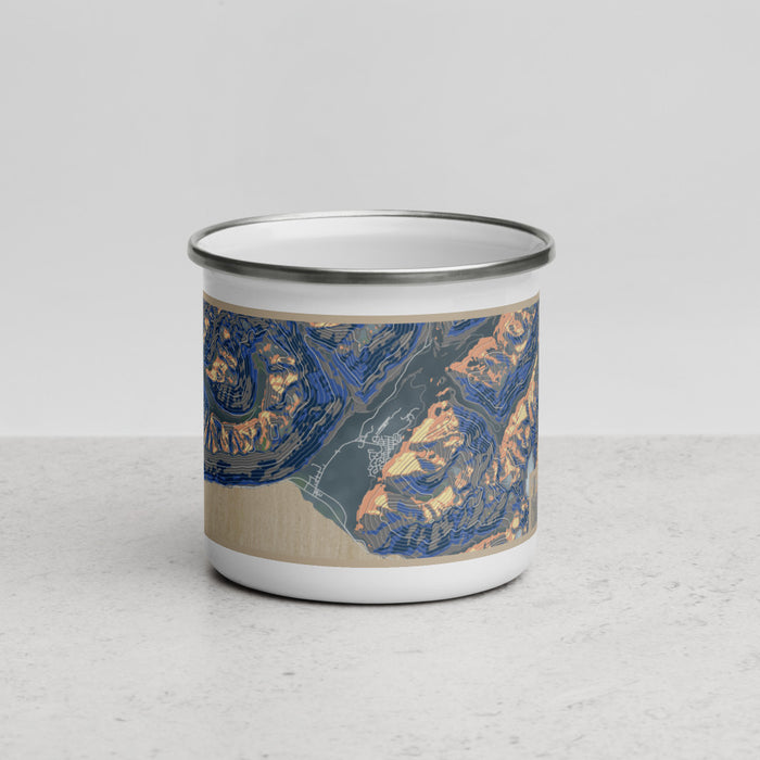 Front View Custom Girdwood Alaska Map Enamel Mug in Afternoon