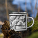 Right View Custom Girdwood Alaska Map Enamel Mug in Classic on Grass With Trees in Background