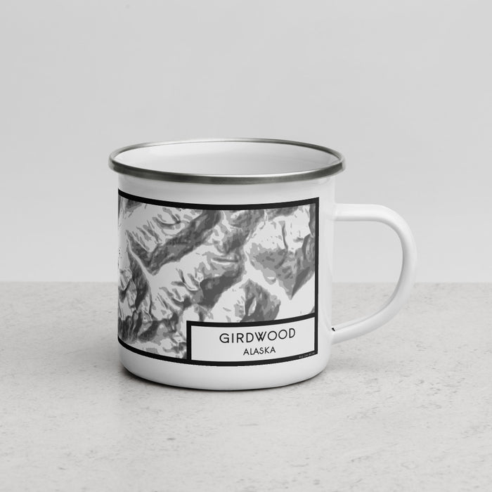 Right View Custom Girdwood Alaska Map Enamel Mug in Classic