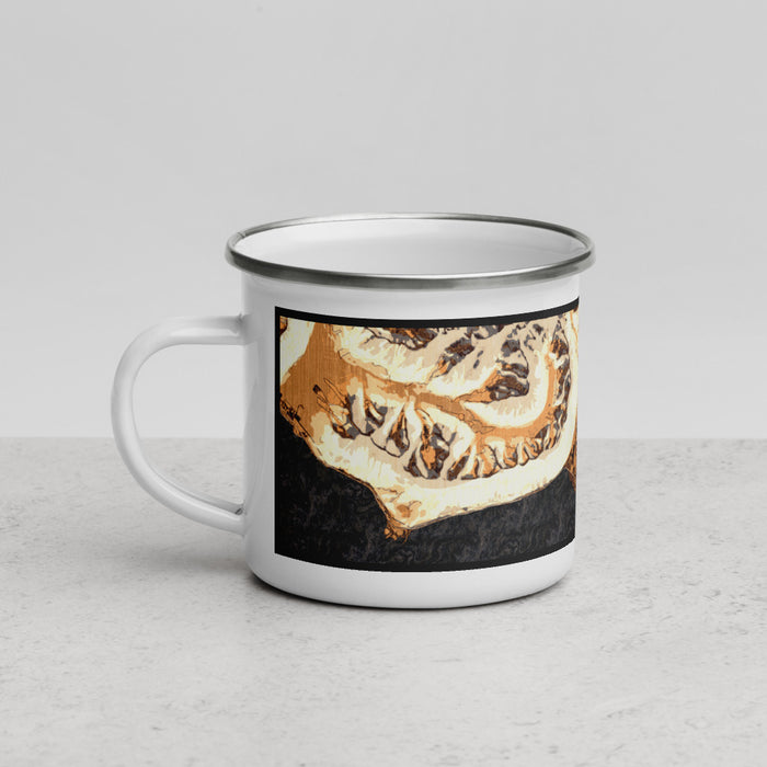 Left View Custom Girdwood Alaska Map Enamel Mug in Ember