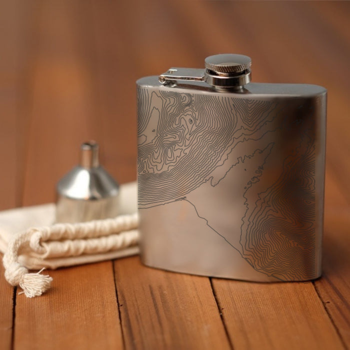 Girdwood Alaska Custom Engraved City Map Inscription Coordinates on 6oz Stainless Steel Flask