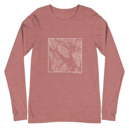 Glacier Bay Alaska Topographic  Map Unisex Long-Sleeve T-shirt with City inscription in Heather Mauve