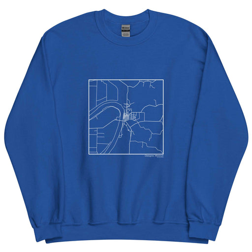Glasgow Missouri  Map Unisex Crewneck Sweater with City inscription in Royal Blue