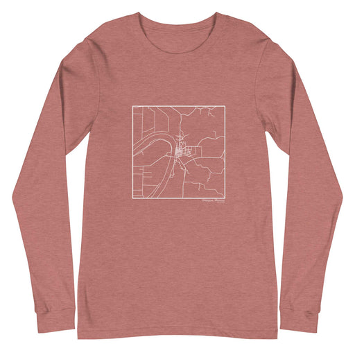 Glasgow Missouri  Map Unisex Long-Sleeve T-shirt with City inscription in Heather Mauve