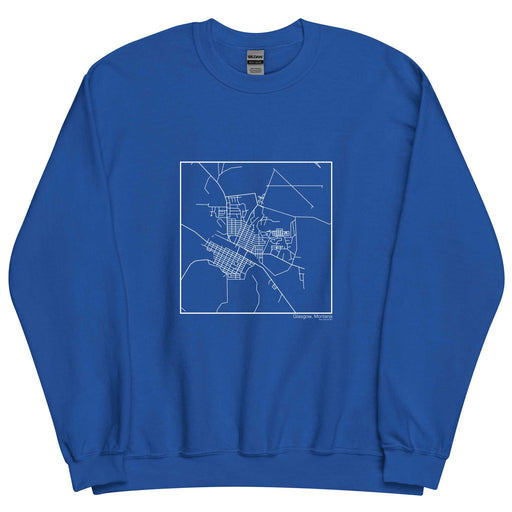 Glasgow Montana  Map Unisex Crewneck Sweater with City inscription in Royal Blue