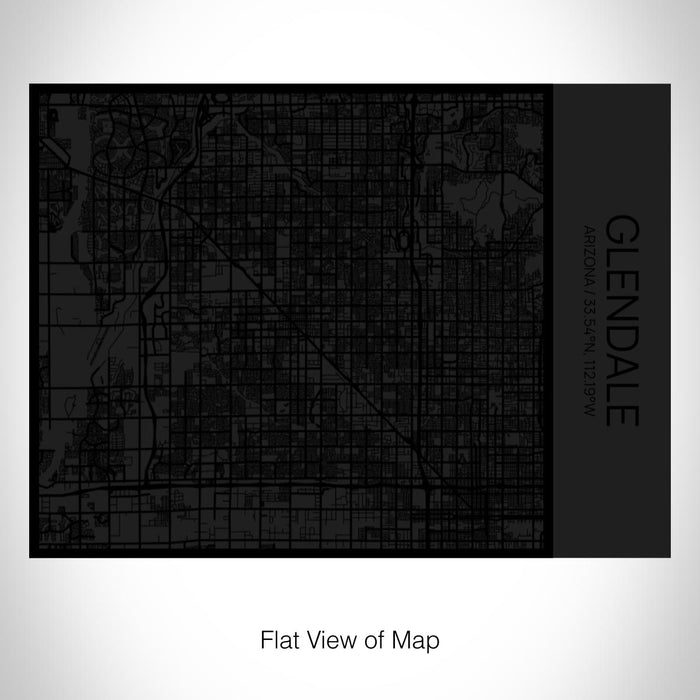 Rendered View of Glendale Arizona Map on 20oz Stainless Steel Insulated Bottle with Bamboo Top in Matte Black with printed Tactile Lines Map in Black