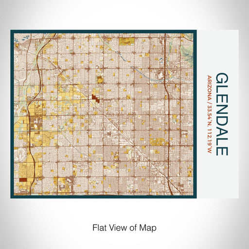 Rendered View of Glendale Arizona Map on 20oz Stainless Steel Insulated Bottle with Bamboo Top with printed woodblock style map