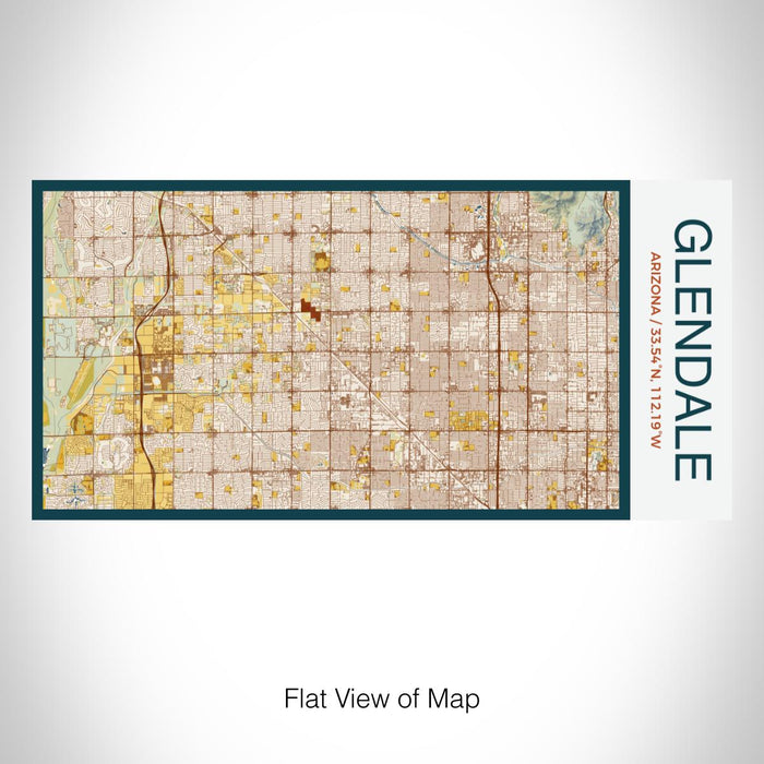 Rendered View of Glendale Arizona Map on 17oz Stainless Steel Insulated Bottle with printed woodblock style map