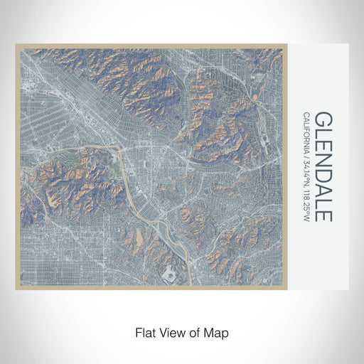 Rendered View of Glendale California Map on 20oz Stainless Steel Insulated Bottle with Bamboo Top with printed afternoon style map
