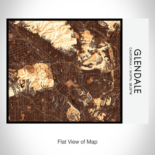 Rendered View of Glendale California Map on 20oz Stainless Steel Insulated Bottle with Bamboo Top with printed ember style map