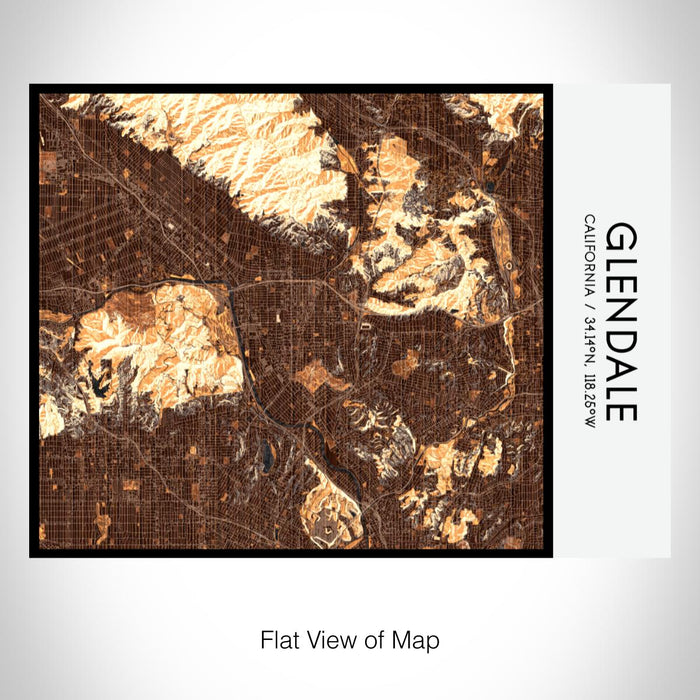 Rendered View of Glendale California Map on 20oz Stainless Steel Insulated Bottle with Bamboo Top with printed ember style map