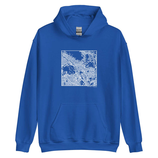Glendale California  Map Unisex Hoodie Sweater with City inscription in Royal Blue