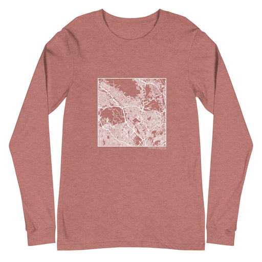 Glendale California  Map Unisex Long-Sleeve T-shirt with City inscription in Heather Mauve