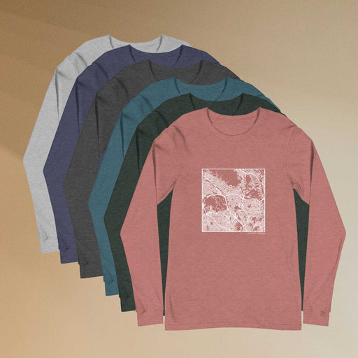 Glendale California  Map Unisex Long-Sleeve T-shirts in Multiple Colors
