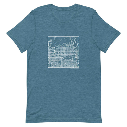 Glendora California  Map Unisex T-Shirt with City inscription in Heather Teal