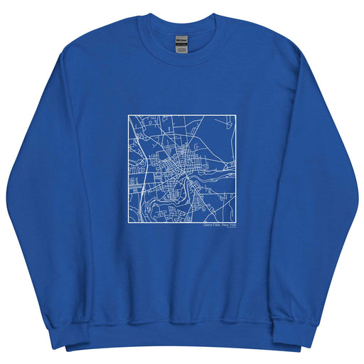 Glens Falls New York  Map Unisex Crewneck Sweater with City inscription in Royal Blue