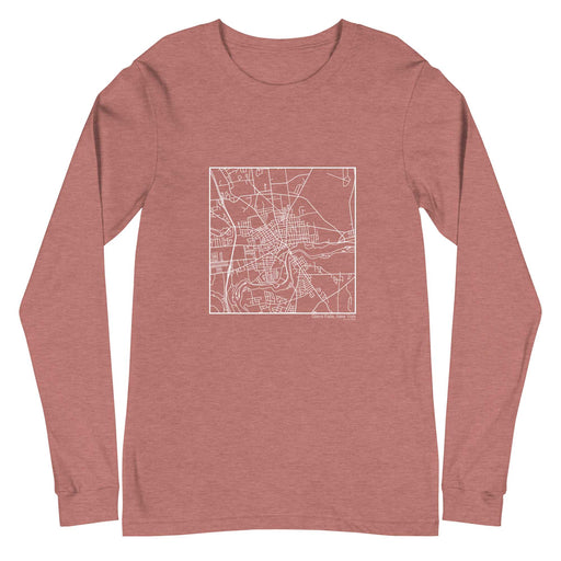 Glens Falls New York  Map Unisex Long-Sleeve T-shirt with City inscription in Heather Mauve