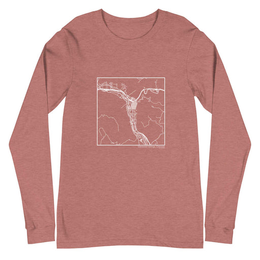 Glenwood Springs Colorado  Map Unisex Long-Sleeve T-shirt with City inscription in Heather Mauve