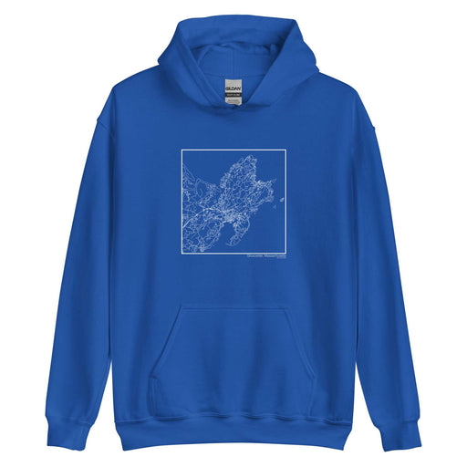 Gloucester Massachusetts  Map Unisex Hoodie Sweater with City inscription in Royal Blue