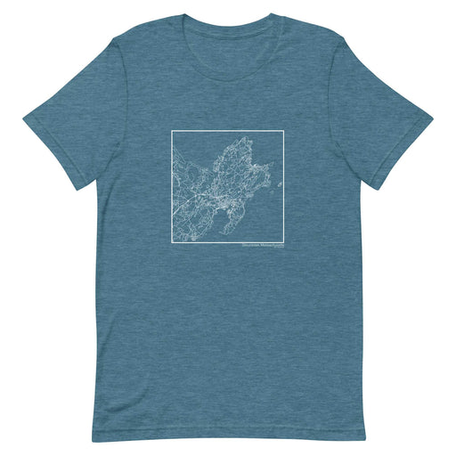 Gloucester Massachusetts  Map Unisex T-Shirt with City inscription in Heather Teal