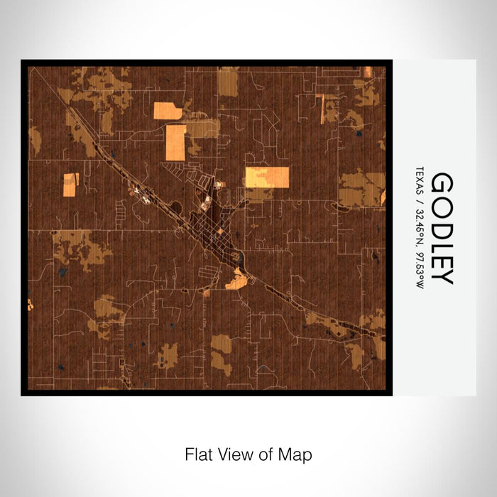 Rendered View of Godley Texas Map on 20oz Stainless Steel Insulated Bottle with Bamboo Top with printed ember style map