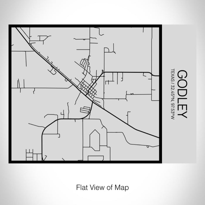 Rendered View of Godley Texas Map on 20oz Stainless Steel Insulated Bottle with Bamboo Top with printed Tactile Lines Map in Black