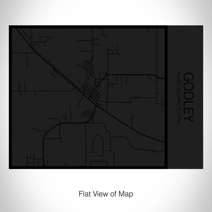 Rendered View of Godley Texas Map on 20oz Stainless Steel Insulated Bottle with Bamboo Top in Matte Black with printed Tactile Lines Map in Black