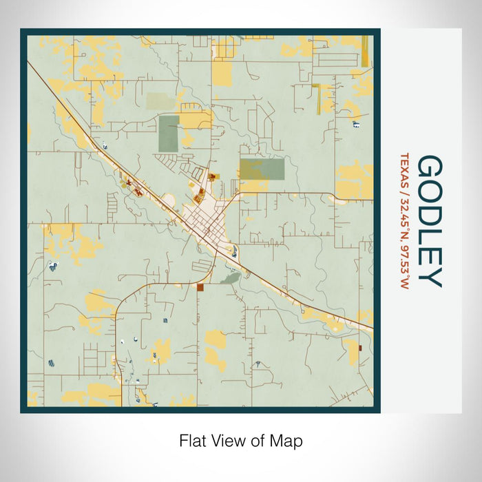 Rendered View of Godley Texas Map on 17oz Stainless Steel Insulated Tumbler in Woodblock Map Style