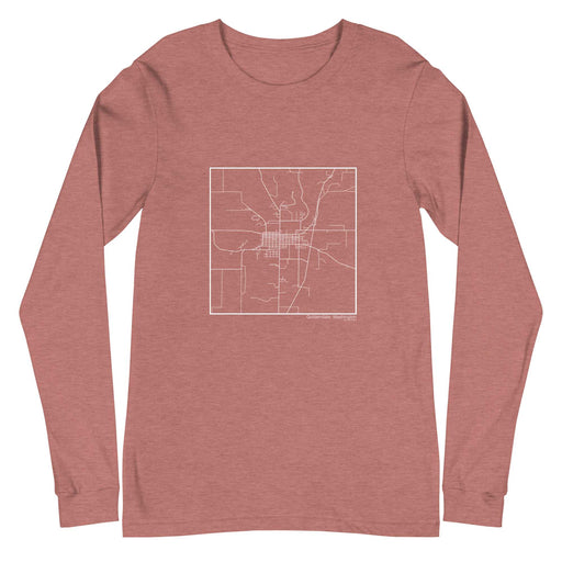 Goldendale Washington  Map Unisex Long-Sleeve T-shirt with City inscription in Heather Mauve