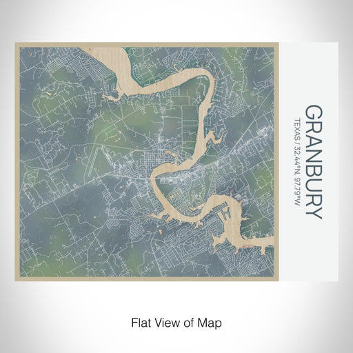 Rendered View of Granbury Texas Map on 20oz Stainless Steel Insulated Bottle with Bamboo Top with printed afternoon style map