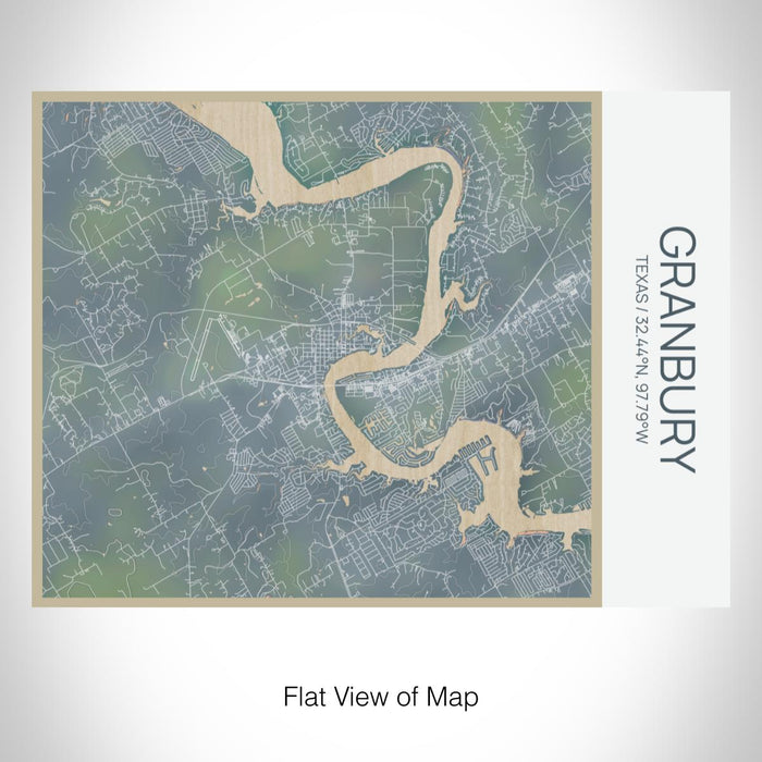 Rendered View of Granbury Texas Map on 20oz Stainless Steel Insulated Bottle with Bamboo Top with printed afternoon style map
