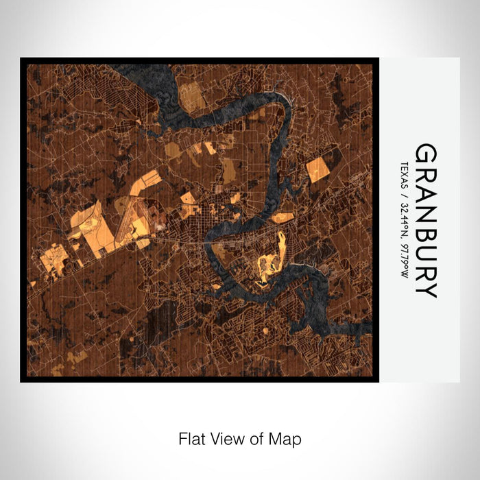 Rendered View of Granbury Texas Map on 20oz Stainless Steel Insulated Bottle with Bamboo Top with printed ember style map
