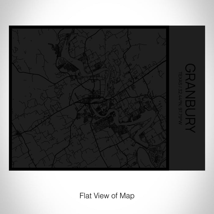 Rendered View of Granbury Texas Map on 20oz Stainless Steel Insulated Bottle with Bamboo Top in Matte Black with printed Tactile Lines Map in Black