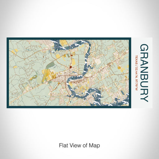 Rendered View of Granbury Texas Map on 17oz Stainless Steel Insulated Bottle with printed woodblock style map