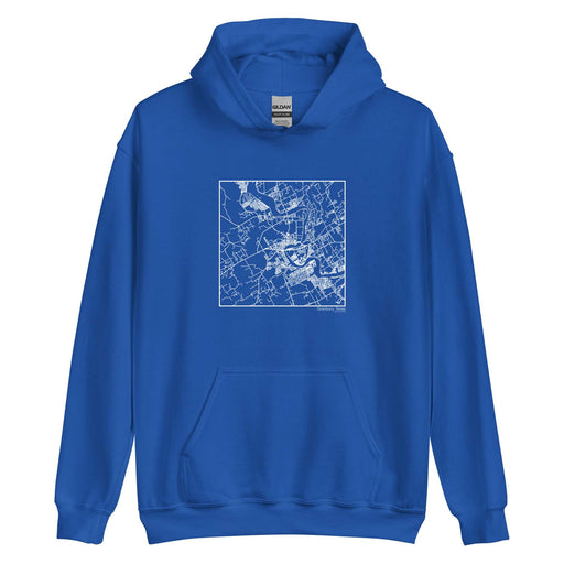 Granbury Texas  Map Unisex Hoodie Sweater with City inscription in Royal Blue