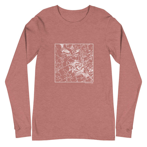 Granbury Texas  Map Unisex Long-Sleeve T-shirt with City inscription in Heather Mauve