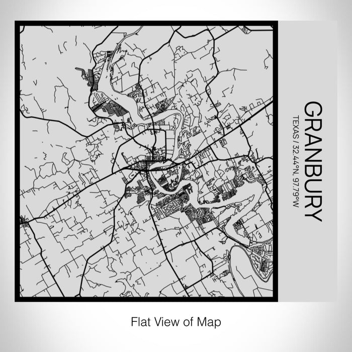 Rendered View of Granbury Texas Map on 17oz Stainless Steel Insulated Tumbler in Tactile Lines with Succulent in Background