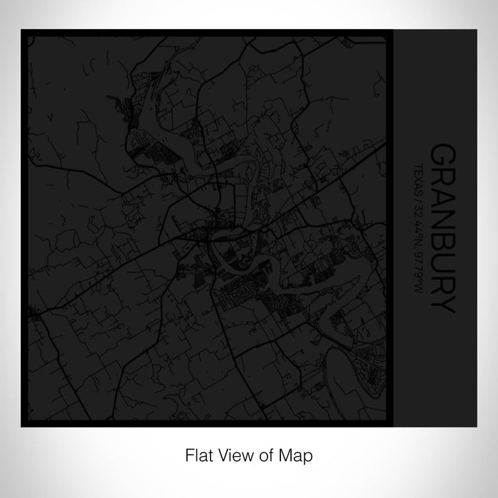 Rendered View of Granbury Texas Map on 17oz Stainless Steel Insulated Tumbler in Matte Black with Tactile Lines