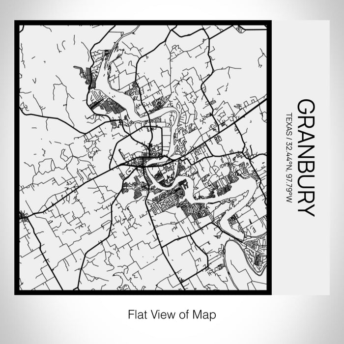 Rendered View of Granbury Texas Map on 17oz Stainless Steel Insulated Tumbler in Matte White with Tactile Lines