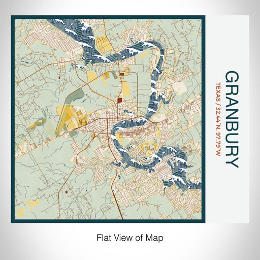 Rendered View of Granbury Texas Map on 17oz Stainless Steel Insulated Tumbler in Woodblock Map Style