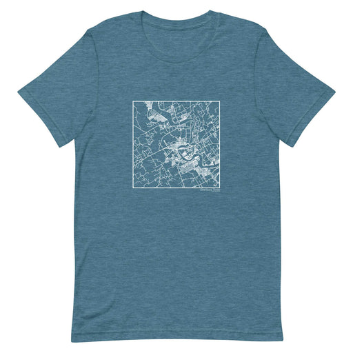 Granbury Texas  Map Unisex T-Shirt with City inscription in Heather Teal