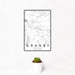 12x18 Granby Colorado Map Print Portrait Orientation in Classic Style With Small Cactus Plant in White Planter